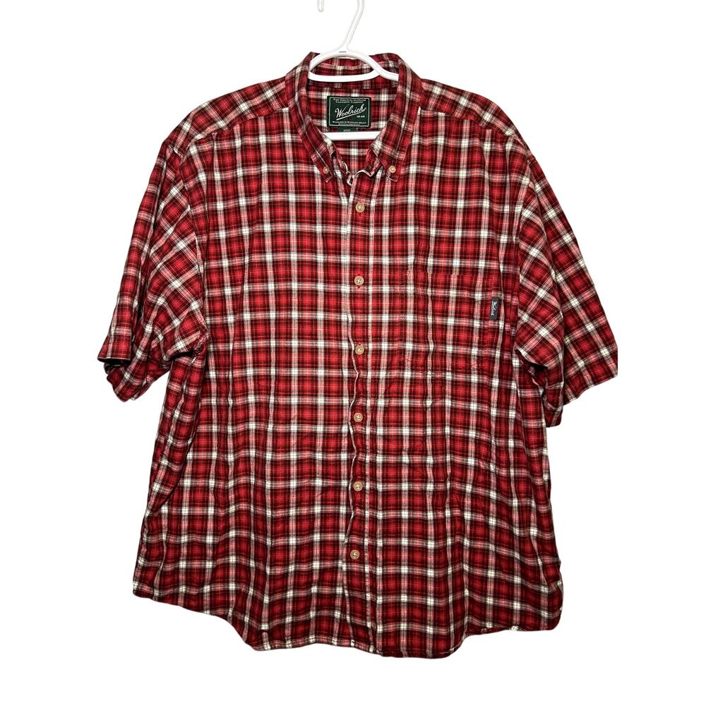 Woolrich plaid cotton button down camp‎ shirt mens XL fishing outdoor preppy